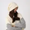 Gorro de Tricô Liso de Cor Sólida para Mulheres no Inverno, Moderno e Fashion, Faz o Rosto Parecer Menor, Gorro de Lã Quente e Protetor de Orelhas
