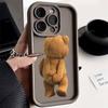 Oso de Peluche Adecuado para Funda de Teléfono Apple 16/15 iPhone 14 Pro Max Airbag 13/11 Suave 17 Cobertura Total Anti-Caída