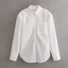 Camisa Blanca Pura Sexy Slim de Corte Transfronterizo Europeo y Americano 2023 con Espalda Descubierta y Abotonadura Sencilla