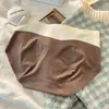 Ropa interior de seda helada sin costuras en bloques de color para mujer, ligera, transpirable, de alta elasticidad, con realce 3D en forma de durazno, bragas tipo triángulo de cintura media que no aprietan para niñas
