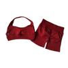 Conjunto Deportivo Dfyne Ropa de Yoga Sujetador Deportivo de Cuello Halter de Alta Elasticidad Shorts de Cintura Alta Levanta Glúteos para Mujer