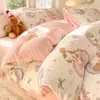 Juego de ropa de cama de cuatro piezas de terciopelo de leche, nueva colección de invierno 2026, ropa de cama gruesa de forro polar coral, incluyendo sábana y funda de edredón