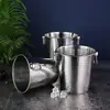 Cubeta de Hielo para Cerveza Creativa KTV al por Mayor Cubeta de Champán Cabeza de Tigre Cubeta de Hielo de Acero Inoxidable Anillo Doble Barra Cubeta de Hielo Comercial