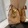 2026 Bolso de Punto de Gran Capacidad Nuevo, Bolso Tejido Casual de Hombro Hueco Estilo Coreano, Bolso de Mano para Vacaciones en la Playa