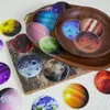 Novos Adesivos Transparentes Coloridos da Série Planeta Espacial com 56 Peças Material PET Adesivos Decorativos de Planeta Surpreendentes e Requintados