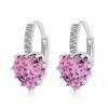 Pendientes de Diamante Incrustados con Circonita de Cristal en Forma de Corazón, Populares en Europa y América, Estilo Corazón de Melocotón, Multicolor, Pendientes Elegantes para Mujer, Pendientes de Diamante