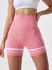 Shorts de Yoga Sem Costura de Cintura Alta com Estampa de Leopardo em Cores Contrastantes para Mulheres Corrida ao Ar Livre Esportes Bumbum Pêssego Fitness Yoga Calças Três Pontos
