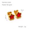 Pendientes de Acero Inoxidable Chapado en Oro de 18 Quilates Estilo Europeo y Americano con Forma de Estrella para Mujer, Diseño de Flor Simple y Moderno, Pendientes Delicados y Compactos, Joyería al por Mayor