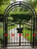 Portão de Pátio Estilo Europeu Arco de Portão Treliça para Flores Trepadeiras ao Ar Livre Jardim Arte em Ferro Arco de Portão Villa Rosa Flores Frescas Estrutura para Trepadeiras