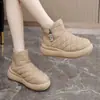 28110 Pão Quente Sapatos Grandes de Algodão 2025 Sapatos Femininos de Inverno Mais Veludo Aumento de Altura Sola Grossa Botas de Neve Femininas