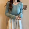 Estilo Suave Macio Cera Mink Fleece Sweater Mulheres Outono e Inverno Hot Girls Cintura Alta Slim-fit Emagrecimento Curto Manga Comprida Top