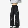 Moda Masculina de Verão Estilo Coreano Personalidade Bloqueio de Cores Linha Hasselblad Calças Curvas para Jovens Tendência Versátil Soltas Longas