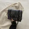 Estampado de Leopardo Occidental Retro Europeo y Americano Hermoso Invierno 2024 Nuevo Elegante Moderno Cadena Bajo el Brazo Hombro Bolso Cuadrado Pequeño para Mujer