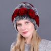 2019 invierno señoras nuevo sombrero de piel moda invierno coreano grueso cálido sombrero de piel de conejo Rex sombrero lleno de flores