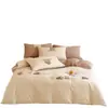 Juego de ropa de cama con tema de dibujos animados, 100% algodón, engrosado, tejido cepillado (3 o 4 piezas), algodón puro, diseño lindo, cálido, adecuado para niños, otoño e invierno, incluye sábana plana y sábana ajustable
