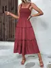 Vestido de Verano/Primavera 2026 Nuevo Europeo y Americano Amazon Beat Down Vestido de Mujer Color Sólido