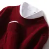 Suéter de lã outono e inverno masculino gola redonda para meia-idade e jovens casual de negócios suéter de malha de lã solta camisa base top