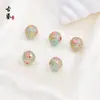 Contas Redondas Tradicionais de Esmalte Cloisonné Cinco Sutras, Contas Espaçadoras Cloisonné, Acessórios para Joias com Contas de Gotejamento de Óleo, Estilo Étnico Chinês