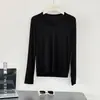 Camiseta base de cuello en U con dobladillo de doble capa de Tencel-acetato-lana para mujer, otoño, corte holgado, versátil, adelgazante, manga larga