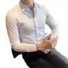 Camisa de Manga Larga para Hombre Moderna Negra Sin Planchado Holgada Sencilla Estilo Británico Coreano Ajuste Slim Color Sólido