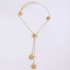 Collar de Metal con Flor en Forma de Y Transfronterizo Europeo y Americano, Collar Largo de Flor con Colgante de Lujo Ligero, Accesorio Versátil Estilo Vacaciones