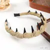 Faixa de Cabelo Nova Estilo Alta com Dentes, Antiderrapante, Espessada, Felpuda, Envolvida em Tecido, Cor Sólida, Acessório de Cabelo para Lavar o Rosto
