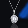 Colar Girassol de Ágata Calcedônia Prata Esterlina S925 Moda Feminina Estilo Meio do Século Pingente Oval de Jade de Alto Nível