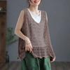 Camisola Calada para Mujer, Primavera y Verano, Estilo Artístico Vintage Holgado, Jersey de Malla de Lunares Casual a la Moda, Chaleco de Mujer