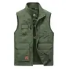 Novo Colete Masculino 2025 para Primavera e Outono com Múltiplos Bolsos, Colete Casual Outdoor com Gola Alta e Logo, Estilo Curto para Roupa de Trabalho