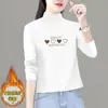 2025 Base de terciopelo alemán para mujer Ropa interior Otoño e Invierno Cuello semi-alto Forro polar Elegante Camiseta de manga larga Top para mujer Tendencia Ins