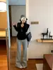 E go studi calça casual versátil de microfleece canelado espesso e leve para afinar a cintura, calça de moletom de perna larga para homens e mulheres