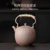 Juego de té para estufa eléctrica de cerámica redonda con dispositivo para preparar té, tetera con asa de arcilla de roca vieja, caldera de agua para calefacción doméstica interior
