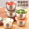 Tigelas mini para molho de imersão de aço inoxidável para atacado com tampas, recipientes domésticos para salada de tomate, potes para molho, louças portáteis, pratos para condimentos