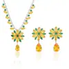 Conjunto Transfronteiriço de Joias Novas Tendência Estilo Japonês e Coreano Colar Flor Amarela Verde Zircônia Corrente Elegante de Clavícula Pétala