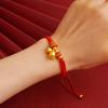 Pulsera clásica de cuerda roja campana vintage flor de loto semilla de loto Fuyun Caqui ajustable y retráctil joyería para mujer joyería de imitación dorada