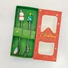 Juego de Cubiertos de Acero Inoxidable para Mesa Navideña, Tenedor de Postre y Fruta, Árbol de Navidad, Cucharilla de Café, Cuchara y Tenedor de Muñeco, Juego de Regalo para Niños