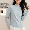 Capa Base Negra de Cuello Alto para Mujer con Acabado de Alta Gama, Tejido de Punto Otoño e Invierno, Ropa para Mujer Tallas Grandes, Nuevo Top de Lana Merino 2026