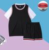 Traje de Baloncesto de Jersey de Manga Corta para Mujer Falso de Dos Piezas Verano Impresión DIY Traje de Baloncesto Pequeño y Mediano Traje de Equipo de Campo de Entrenamiento para Hombre