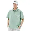 Camisa Polo de Seda Helada de Verano Manga Corta para Hombre Delgada Camisa de Trabajo para Hombre Falsa de Dos Piezas Holgada Talla Grande Top de Moda para Hombre