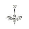 Anel de Umbigo Cruz Estilo Dark Morcego Cravejado com Zircônia Piercing de Umbigo Selecionado para Halloween Anel de Umbigo Europeu e Americano de Moda Personalizado
