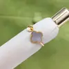 Anillo de trébol de cuatro hojas con concha marina, anillo de perlas DIY, base en blanco, accesorios de joyería al por mayor, anillo abierto ajustable de moda