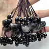 Chaveiro Gato Lua Pedra Prata Natural Corrente para Pendurar Celular Bolsa Pingente Gato Planeta Meteorito Obsidiana
