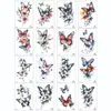 Conjunto Europeu e Americano de Tatuagem Adesivos de Rosa e Borboleta Transfronteiriço Combinação com Folha de Ouro e Prata Adesivos de Tatuagem Coloridos Adesivos de Tatuagem