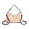 Bolsa de palha de verão estilo pastoral para mulheres, nova coleção 2026, bolsa de mão retrô plissada color block, bolsa transversal versátil