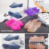 Chinelos femininos de PVC com glitter de cristal transparente, salto cunha macio, respirável, um esfregão, casual, cor sólida, sapatos para casa para mulheres