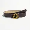 Cinturón de Cuero para Mujer, Cinturón Decorativo con Hebillas Lisas de Aleación Variada, Cadena de Cintura de Moda, Cinturón Versátil, Entrega Directa de Fábrica