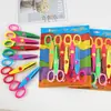 Conjunto de tesouras de renda para recorte de papel DIY álbum de fotos feito à mão seguro tesouras plásticas infantis conjunto de 6 peças material escolar para estudantes atacado