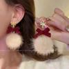 Pendientes largos con forma de copo de nieve y lazo, estilo dulce de otoño e invierno, estilo vintage navideño, joyería para todas las ocasiones.