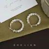 Aretes Plateados Rotos en Forma de C, Diseño de Nicho, Aretes Frescos con Aguja de Plata, Aros Elegantes de Alta Gama