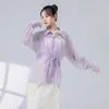 Ropa de Práctica de Danza Clásica para Mujer, Camisa de Protección Solar Nueva con Cordones, Cárdigan Ligero, Top de Danza Elegante y Etéreo